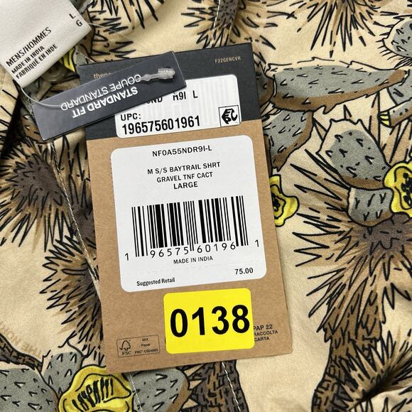 The North Face Baytrail Shirt Size Large Mens Brown Gravel Tnf Cactus Print $75 - Picture 12 of 12
